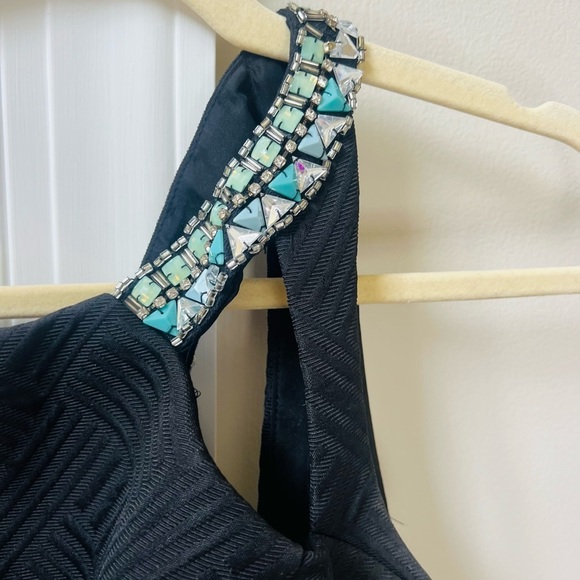 Rachel Allan Black Maxi Dress with Multicolor Waist - Picture 6 of 15